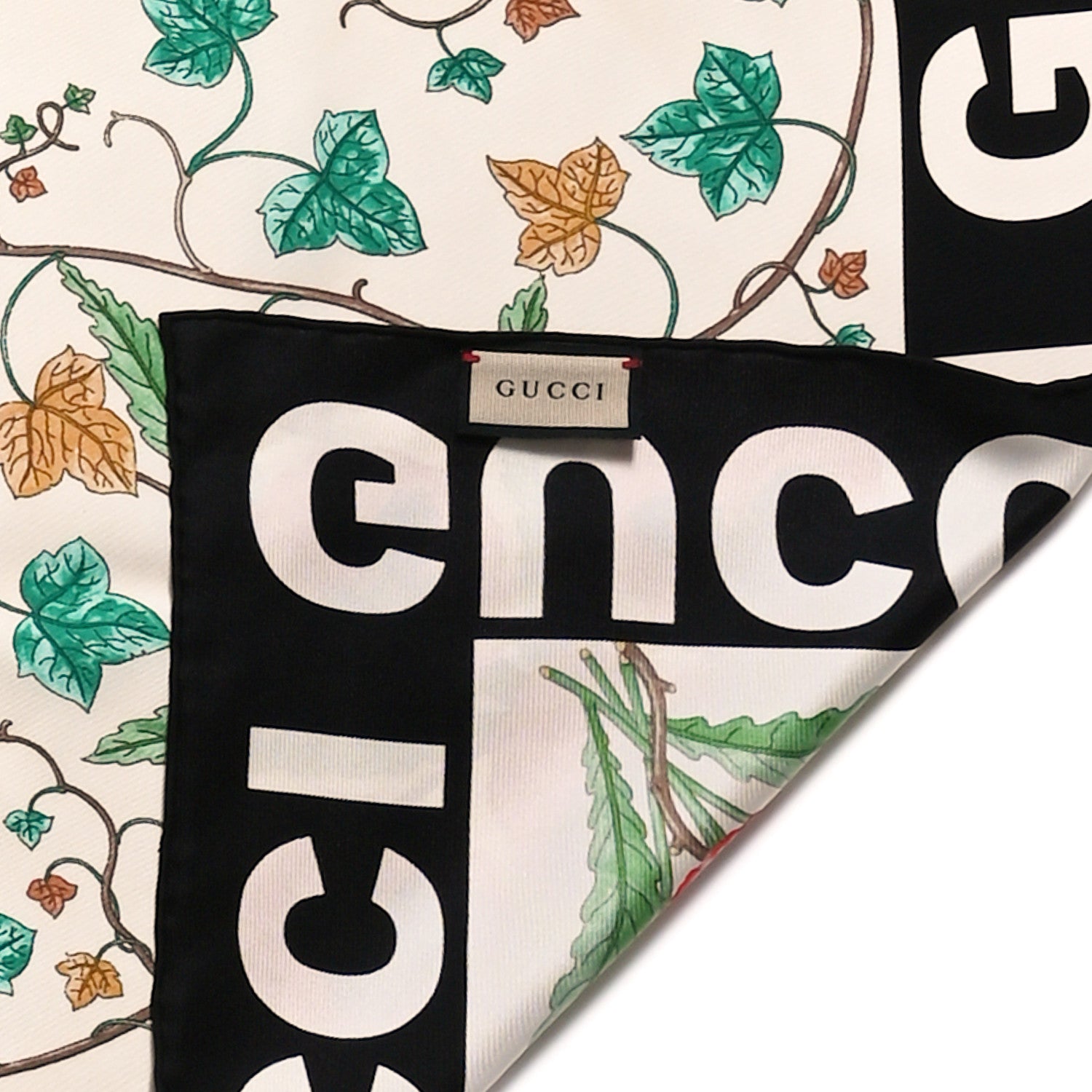 Gucci Silk Twill Voile Square Scarf Ivory Black 3 of 3
