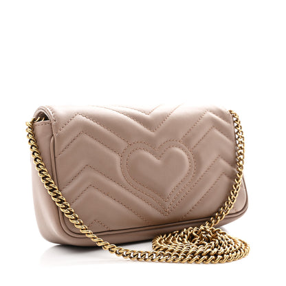 Gucci Calfskin Matelasse Super Mini GG Marmont Shoulder Bag Porcelain Rose 2 of 10