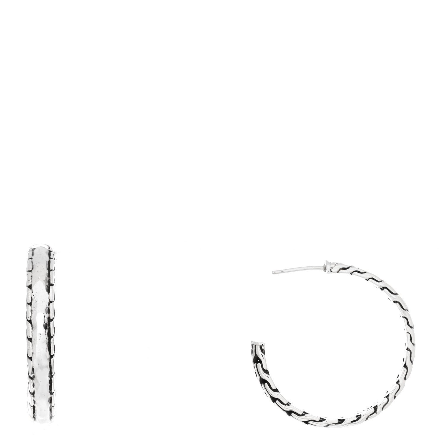 John Hardy Sterling Silver Hammered Hoop Earrings 1 of 6