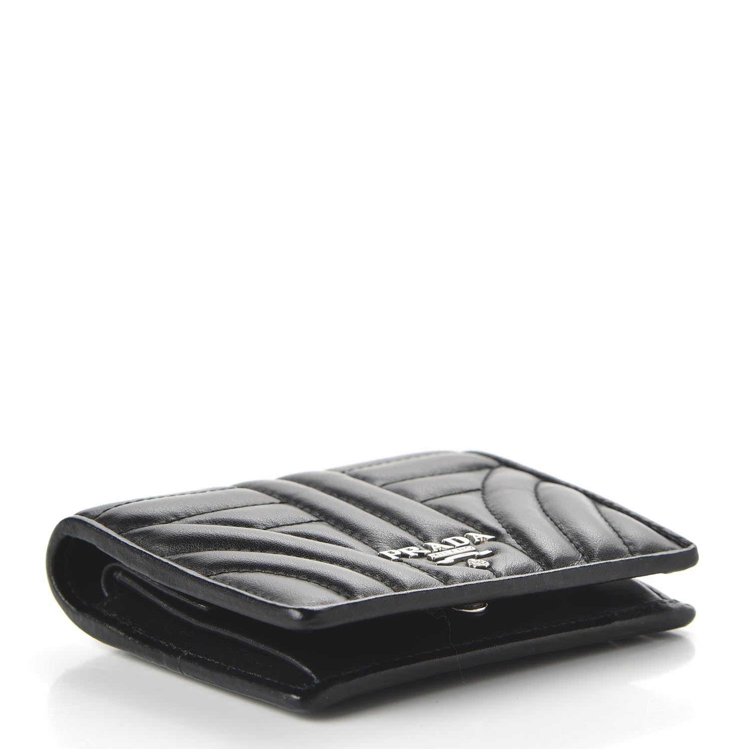 Prada Soft Calfskin Impunture Diagramme Wallet Black 4 of 10