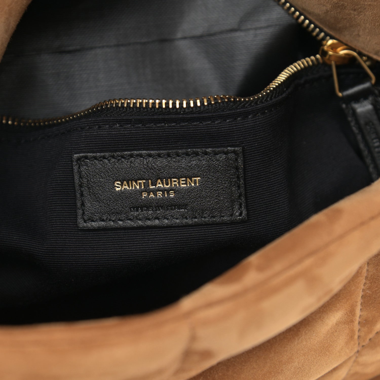 Saint Laurent Suede Calfskin Quilted Small Loulou Puffer Monogram Chain Satchel Cinnamon 6 of 12