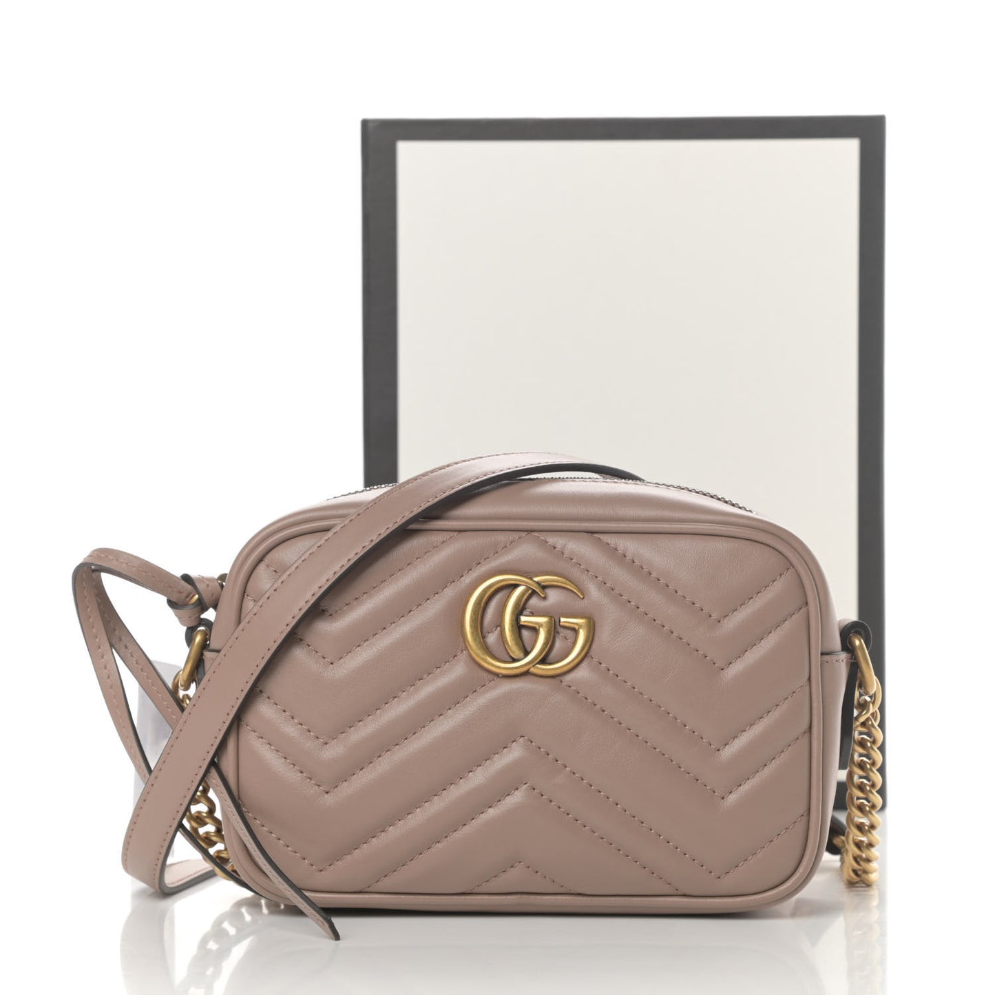Calfskin Matelasse Mini GG Marmont Chain Shoulder Bag Porcelain Rose