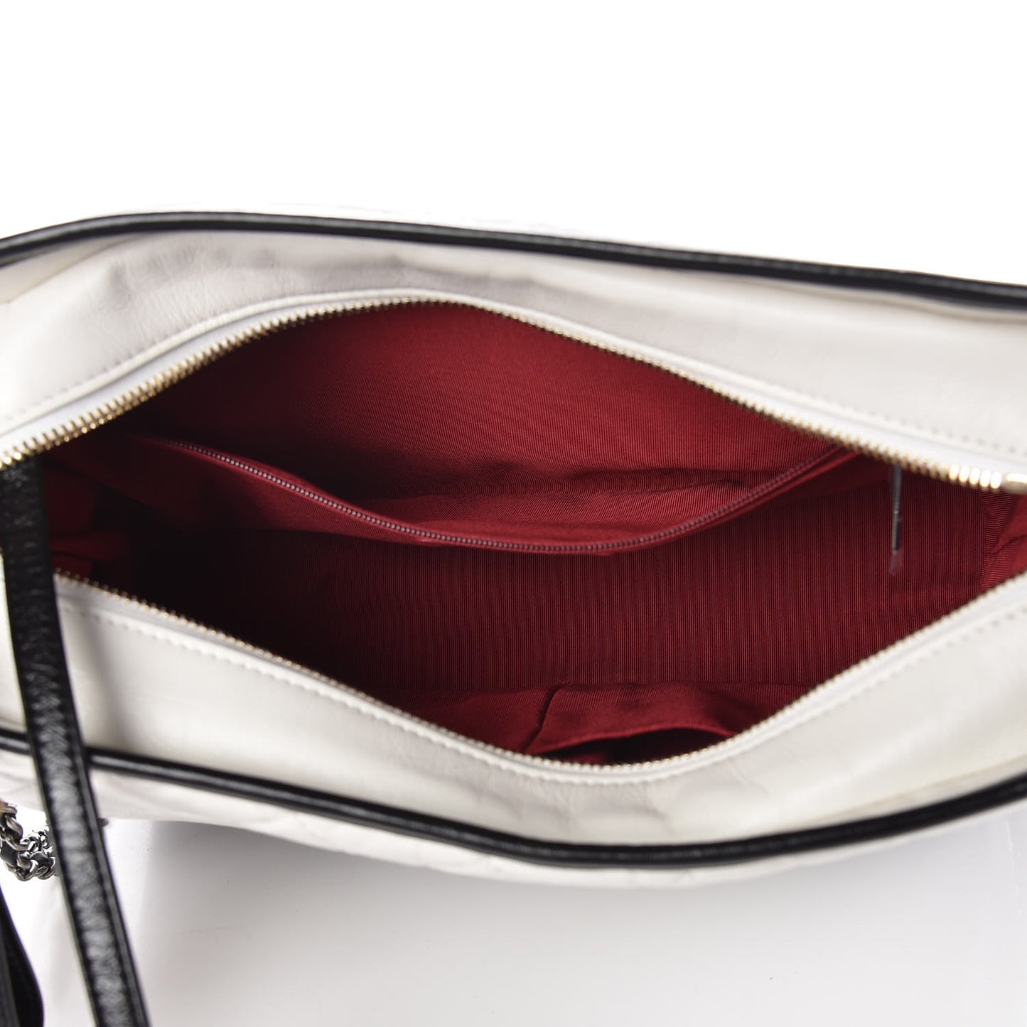 Aged Calfskin Quilted Medium Gabrielle Hobo Black White