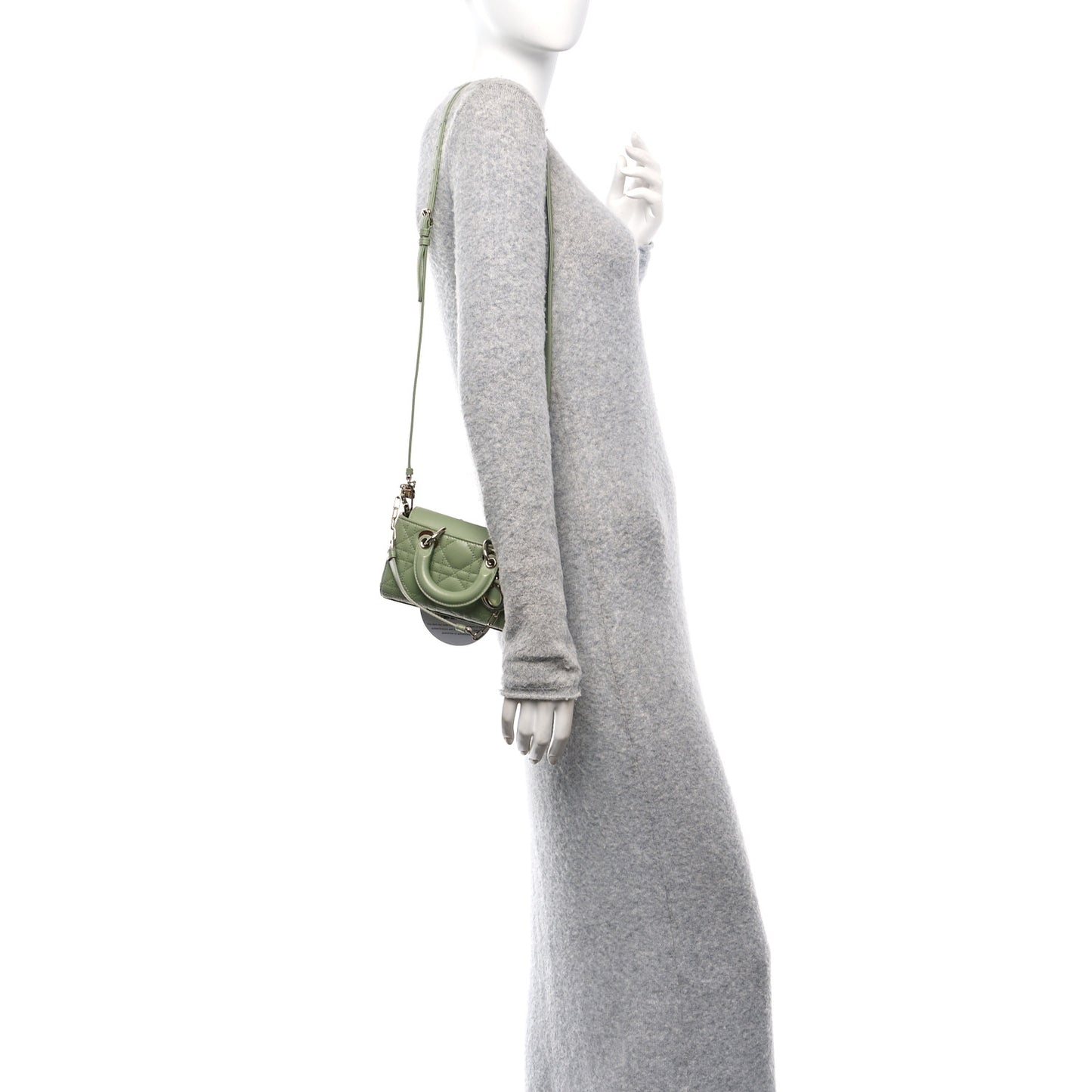 Lambskin Cannage Micro Lady D-Joy Peyote Green