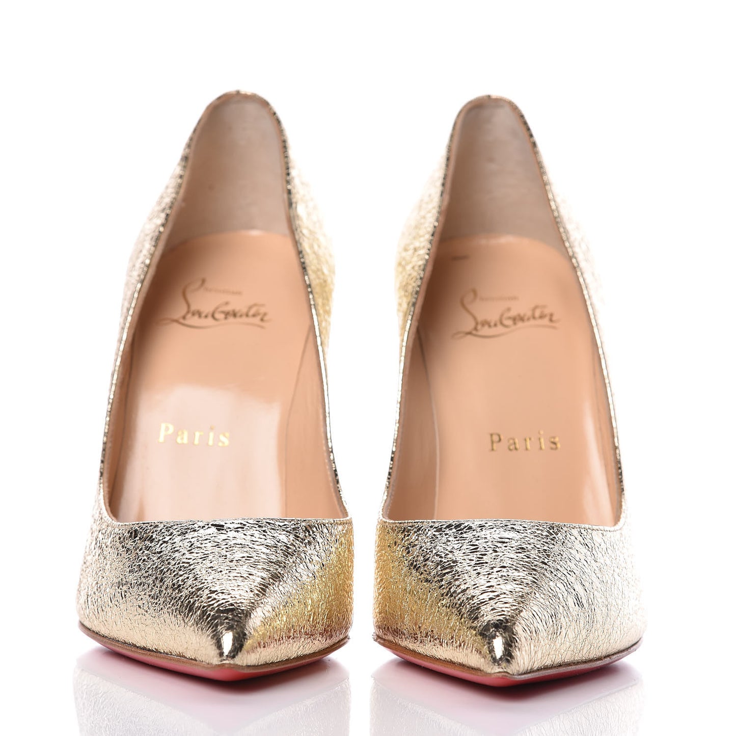 Metallic Crinkled Nappa Pigalle Follies 100 Pumps 35 Platine