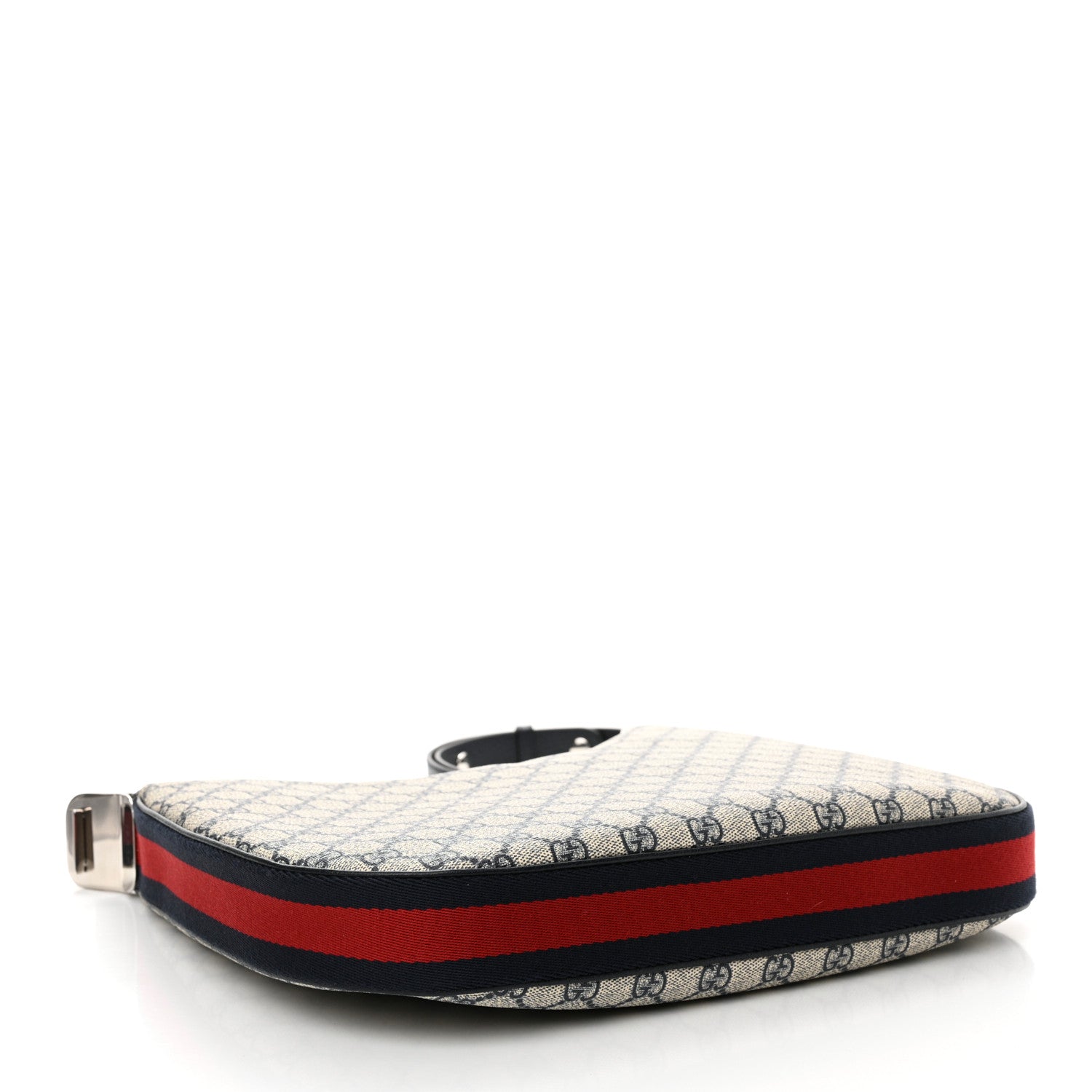 Gucci GG Supreme Monogram Textured Calfskin Web Large Attache Shoulder Bag Beige Blue 4 of 12