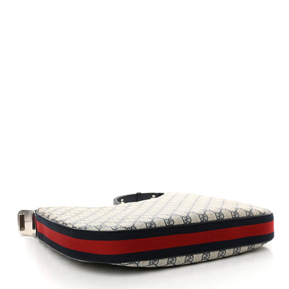 Gucci GG Supreme Monogram Textured Calfskin Web Large Attache Shoulder Bag Beige Blue 4 of 12