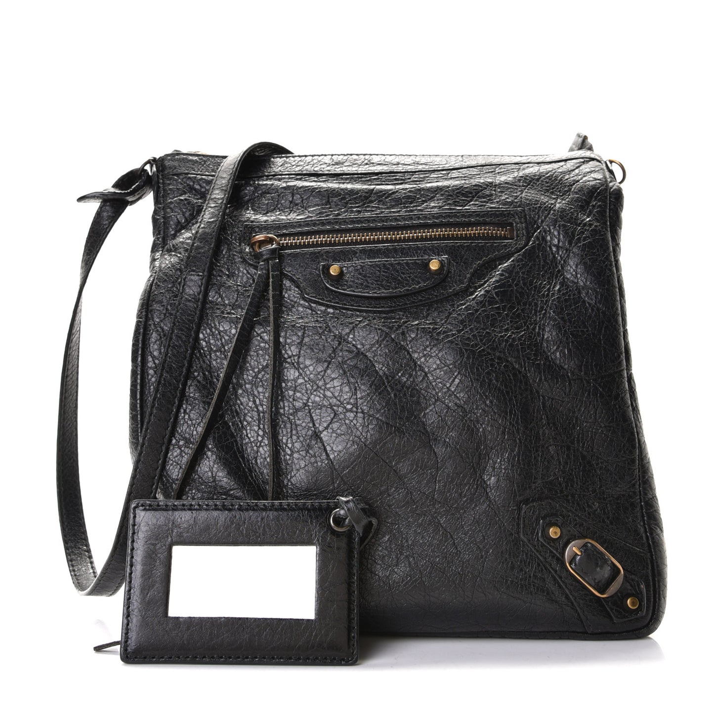 Agneau Classic Hardware Flat Crossbody Black