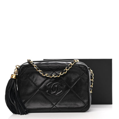 Chanel Lambskin Quilted CC Tassel Camera Case Black 13 of 13