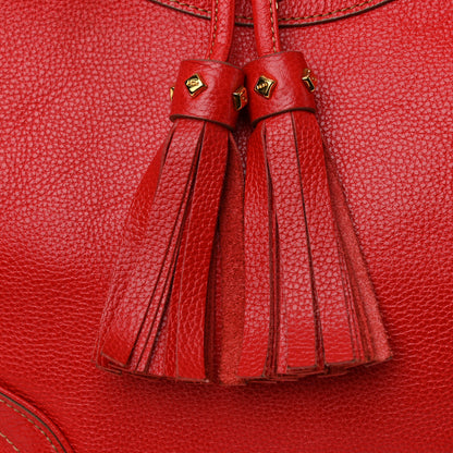 MCM Grained Calfskin Studded Drawstring Bucket Bag Red 5 of 11