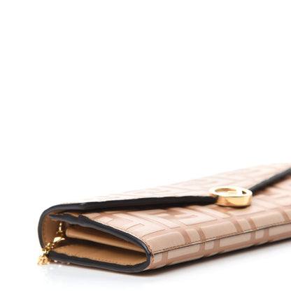 Fendi Vitello Termolagoon F is Fendi FF 1974 Embossed Continental Envelope Wallet On Chain Miele Scuro 6 of 10