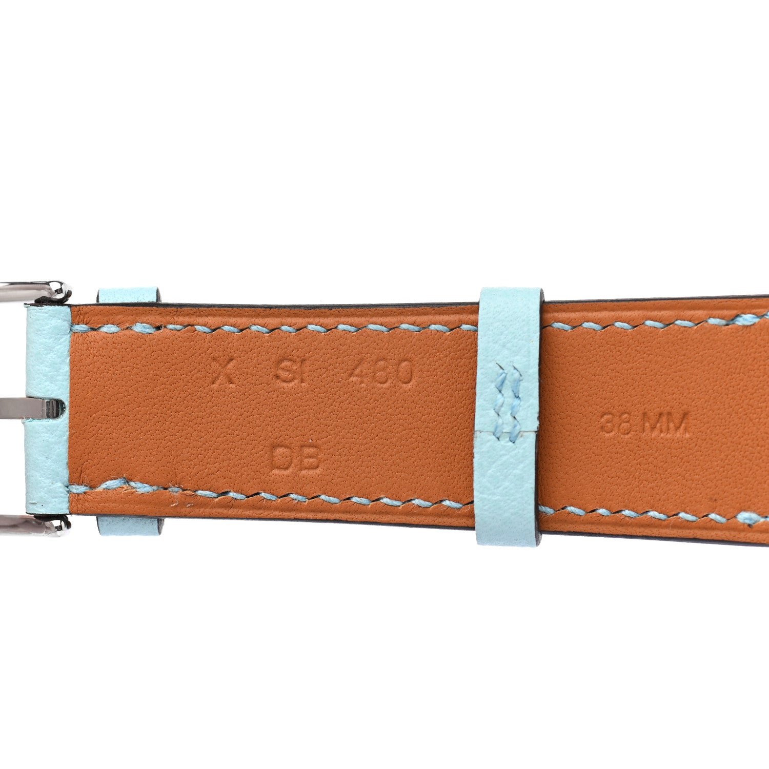 Hermes Epsom 38mm Apple Watch Double Tour Band Bleu Paon 7 of 10