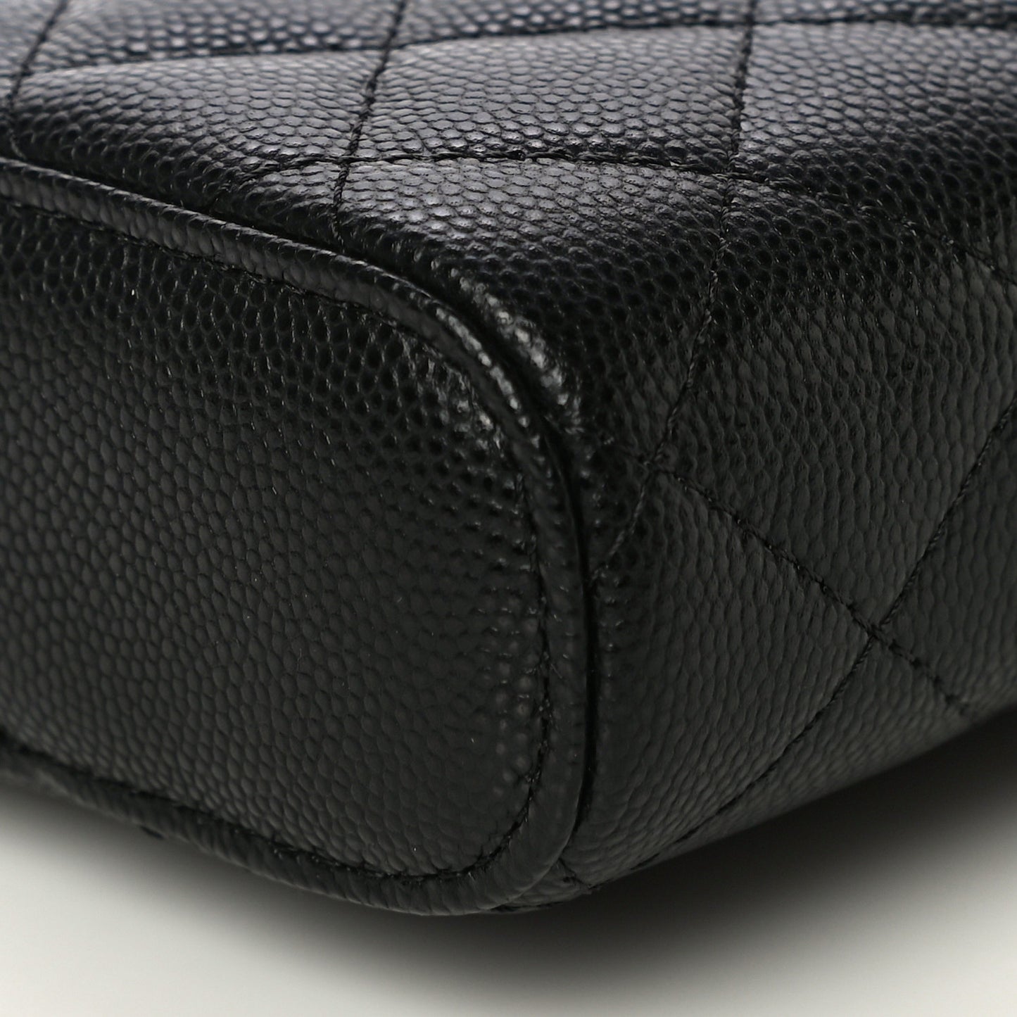 Caviar Quilted Phone Holder With Chain Black