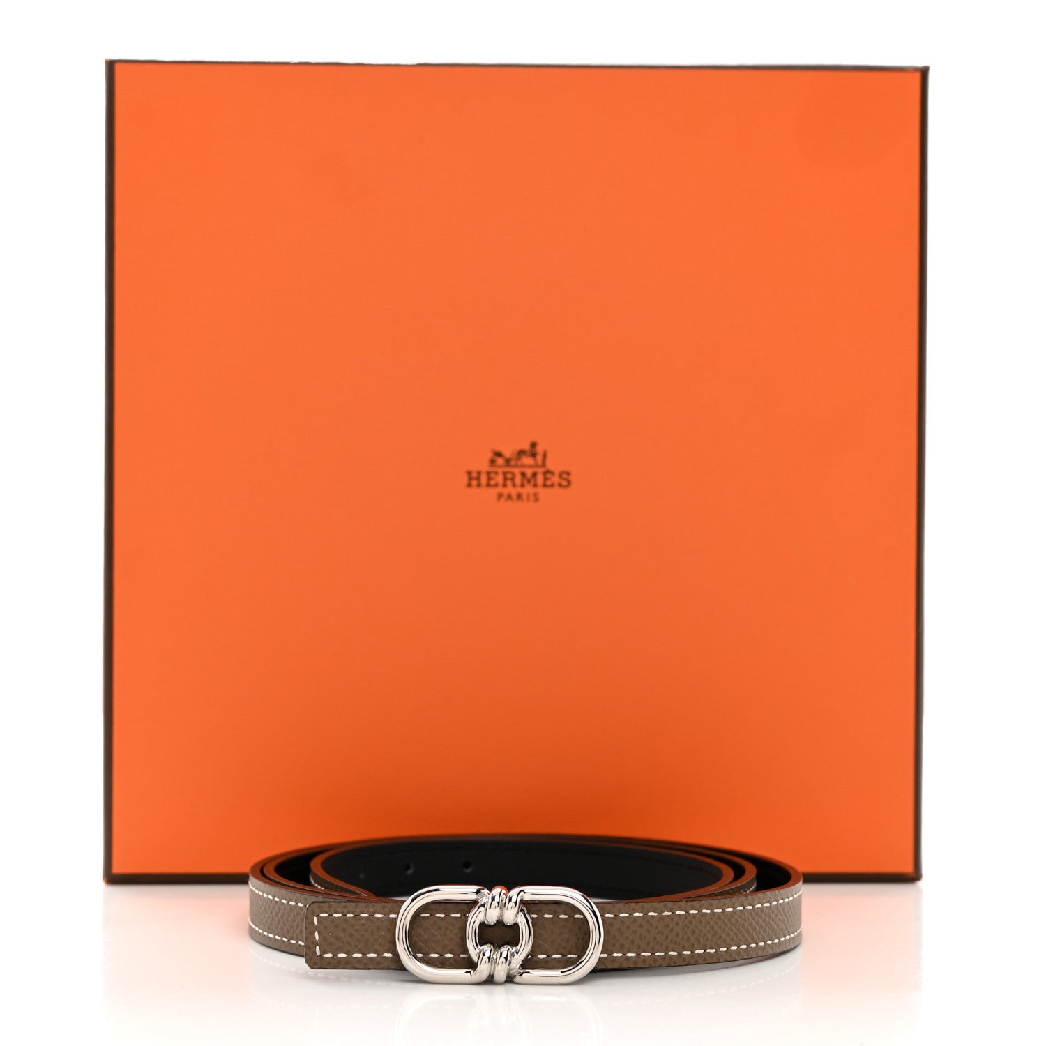 Hermes Swift Epsom 13mm Plaisance Belt 90 36 Black Etoupe 7 of 7
