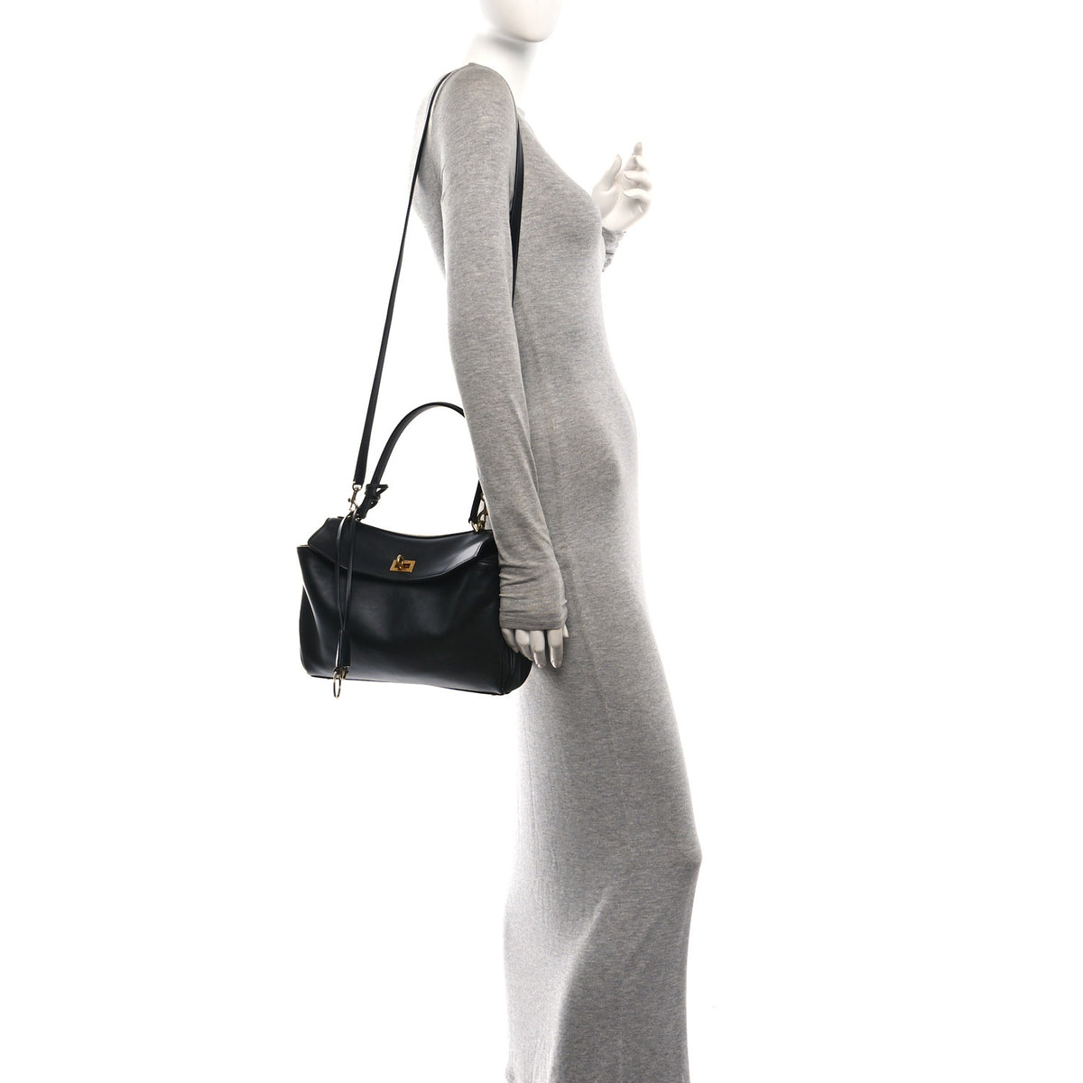 Balenciaga Natural Smooth Calfskin Medium Rodeo Top Handle Handbag Black 2 of 10