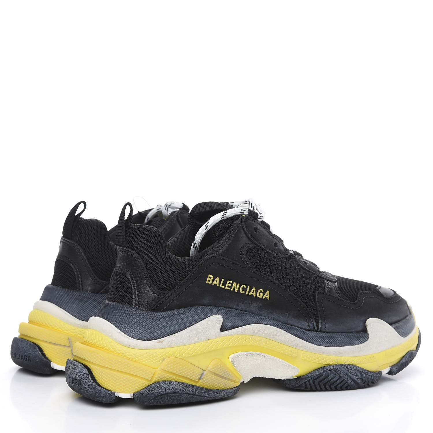 Balenciaga Fabric Mesh Womens Triple S Sneakers 38 Black Yellow 4 of 7