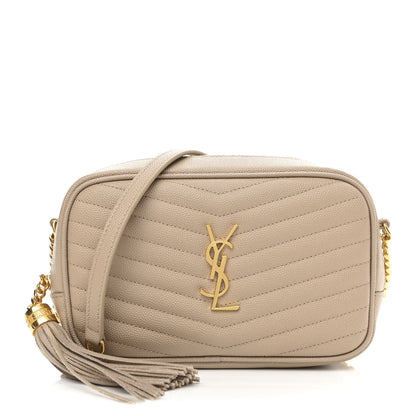 Saint Laurent Grain De Poudre Matelasse Monogram Mini Lou Camera Bag Dark Beige 1 of 11