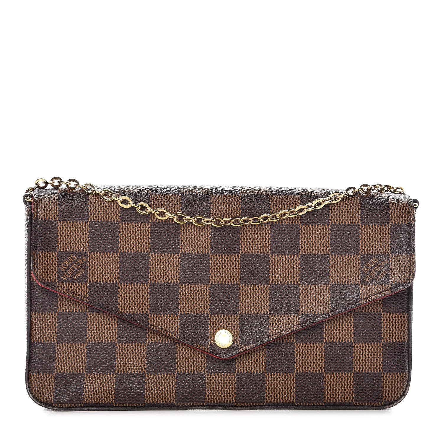 Louis Vuitton Damier Ebene Pochette Felicie Chain Wallet 1 of 11