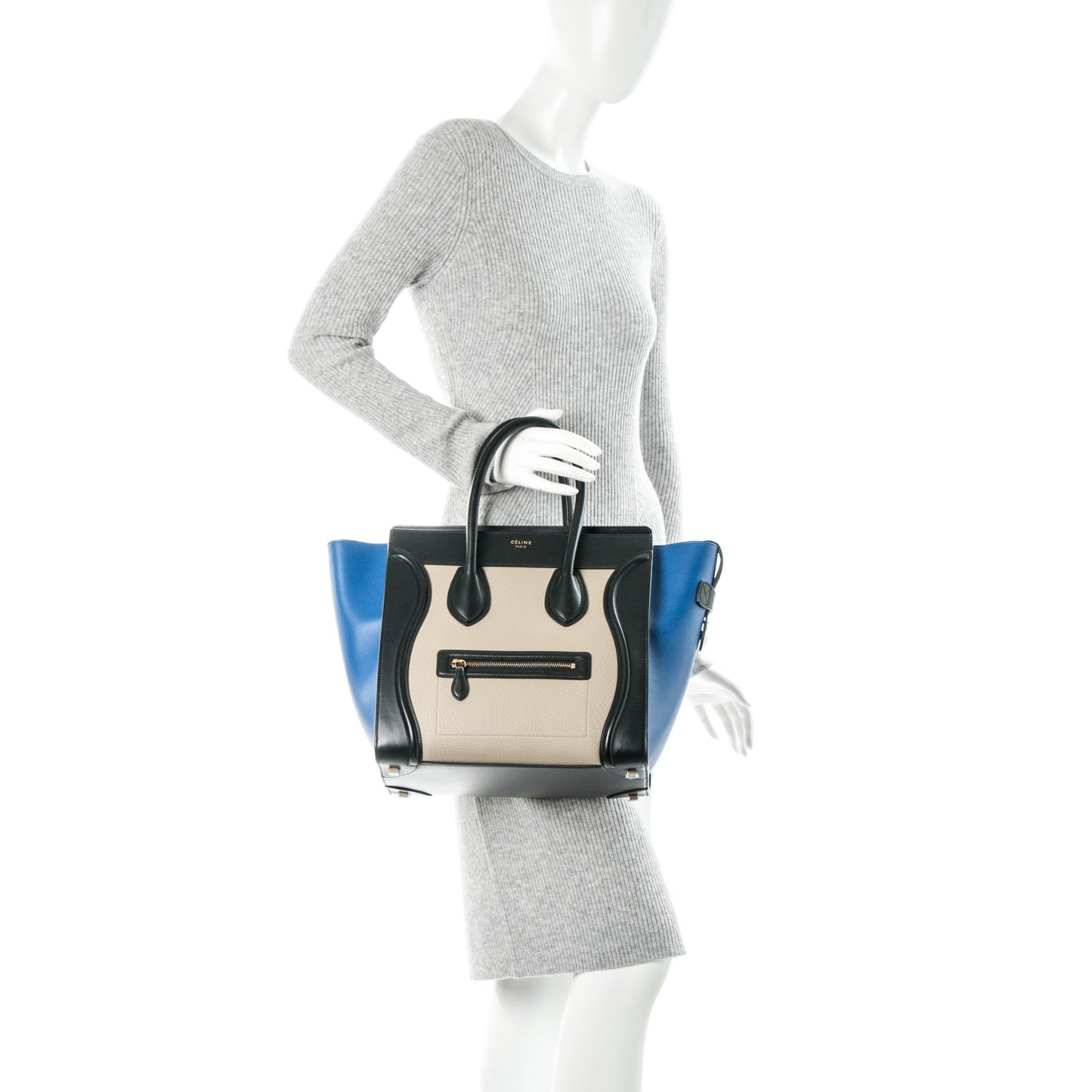 Elephant Calfskin Mini Tri-Color Luggage Beige
