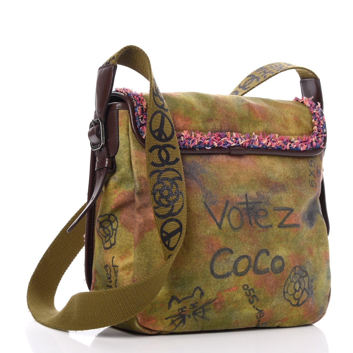 Chanel Washed Toile Graffiti On The Pavements Messenger Khaki Multicolor 3 of 8