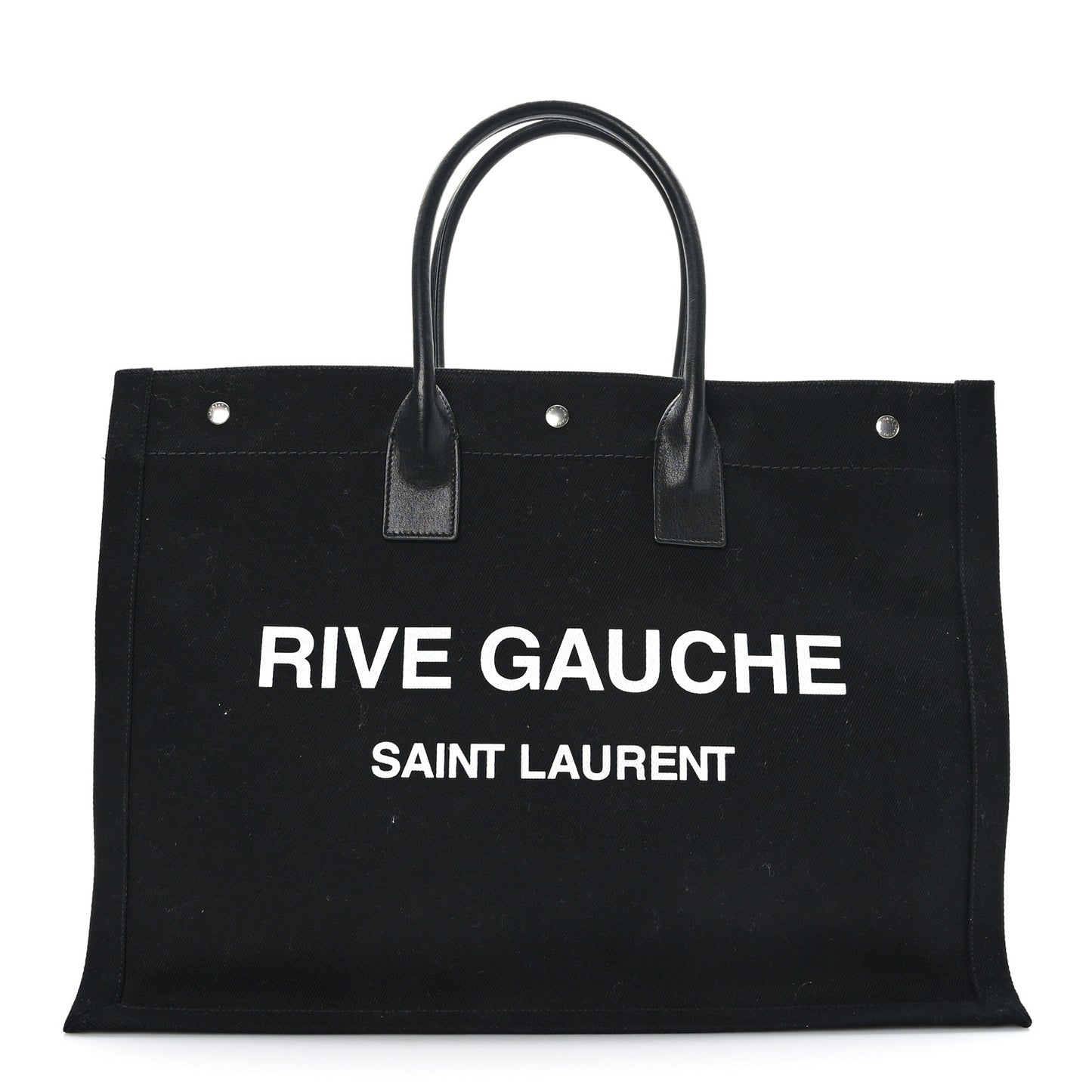 Linen Calfskin Rive Gauche Tote Black
