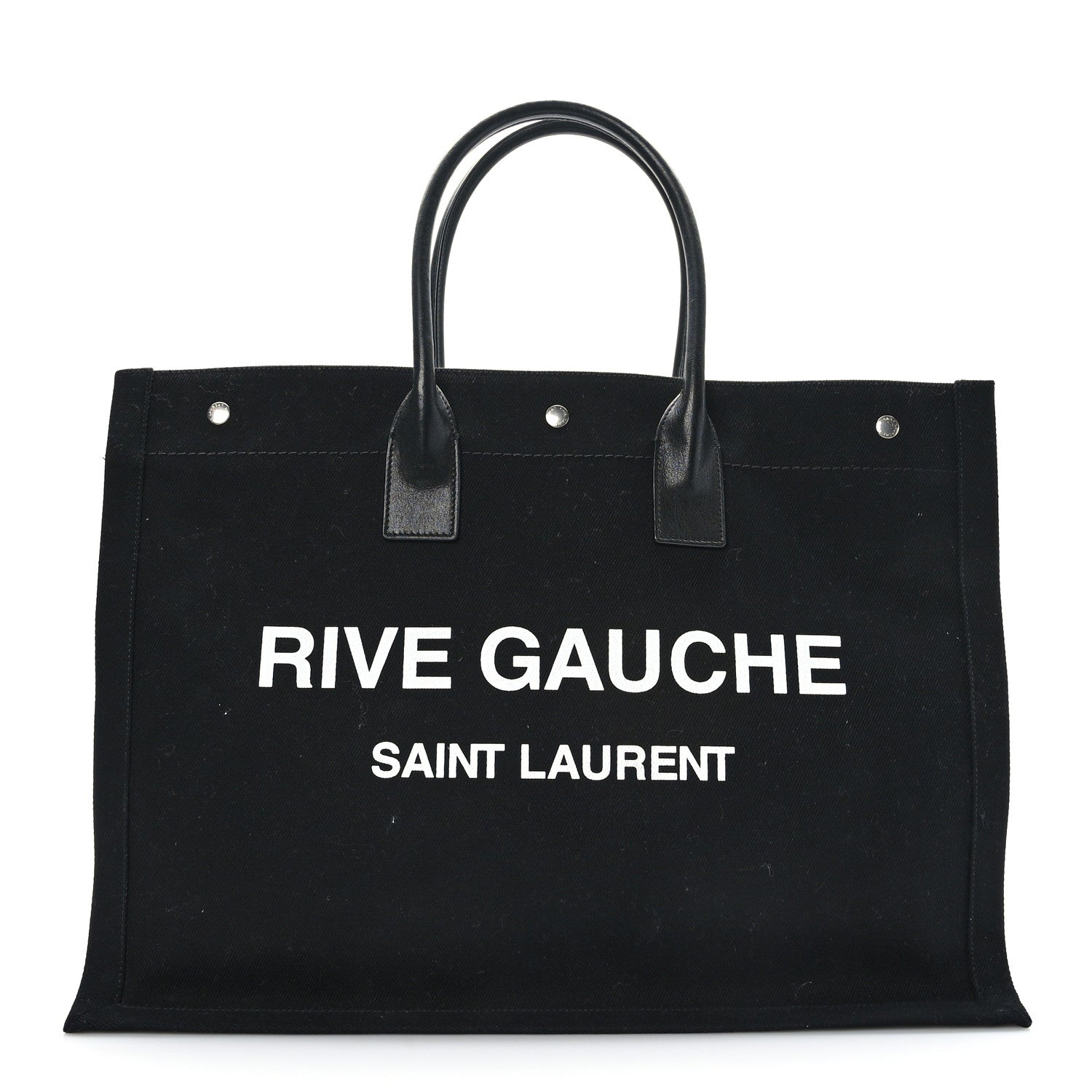 Saint Laurent Linen Calfskin Rive Gauche Tote Black 1 of 8