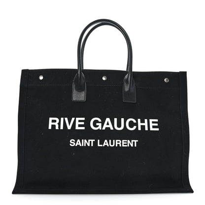 Saint Laurent Linen Calfskin Rive Gauche Tote Black 1 of 8