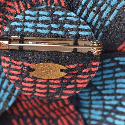 Chanel Tweed Camellia Brooch Navy Blue 4 of 5