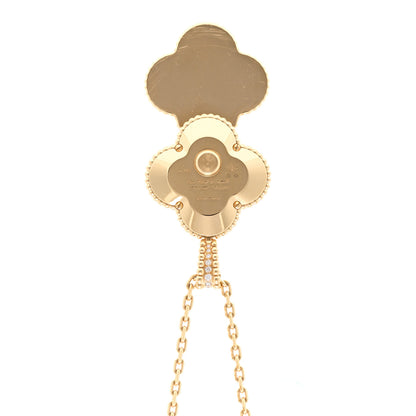 Van Cleef & Arpels 18K Yellow Gold Diamond Turquoise Mother of Pearl 28mm Alhambra Secret Pendant Quartz Watch 4 of 5