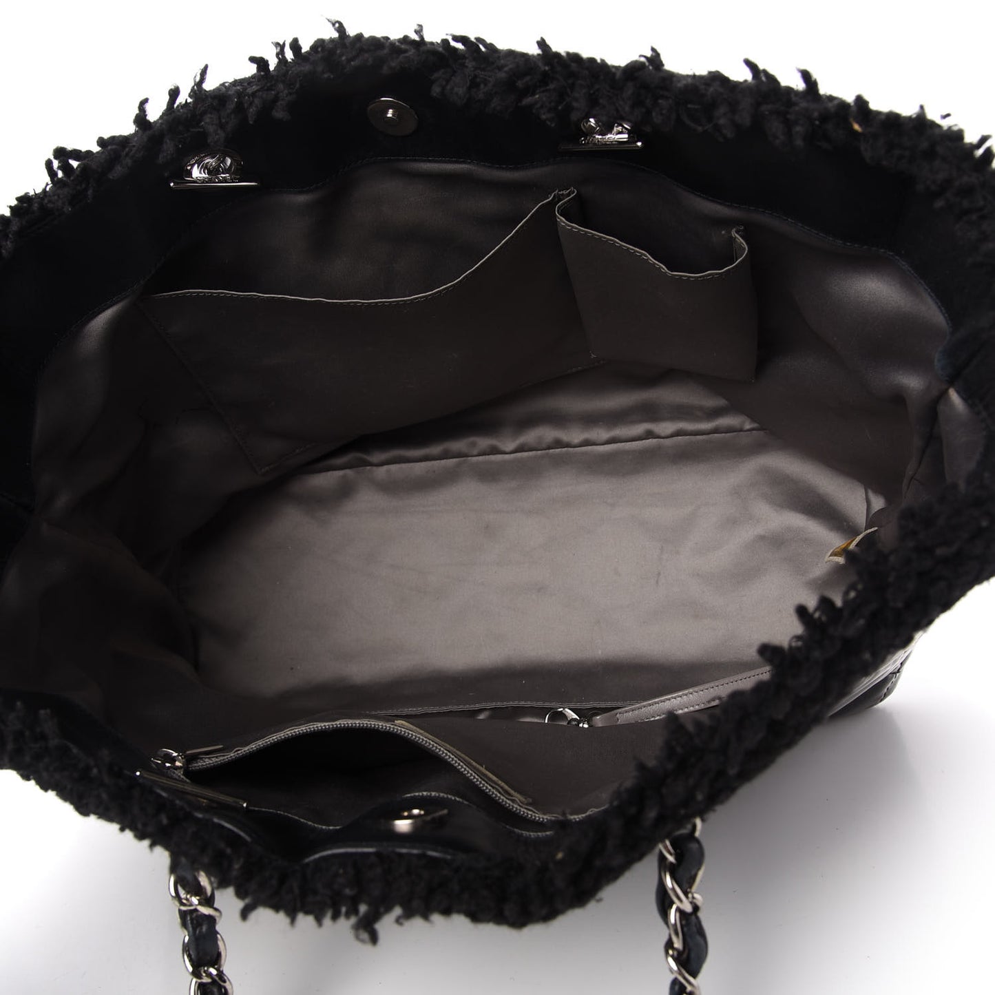 Vinyl Quilted Funny Tweed Tote Black