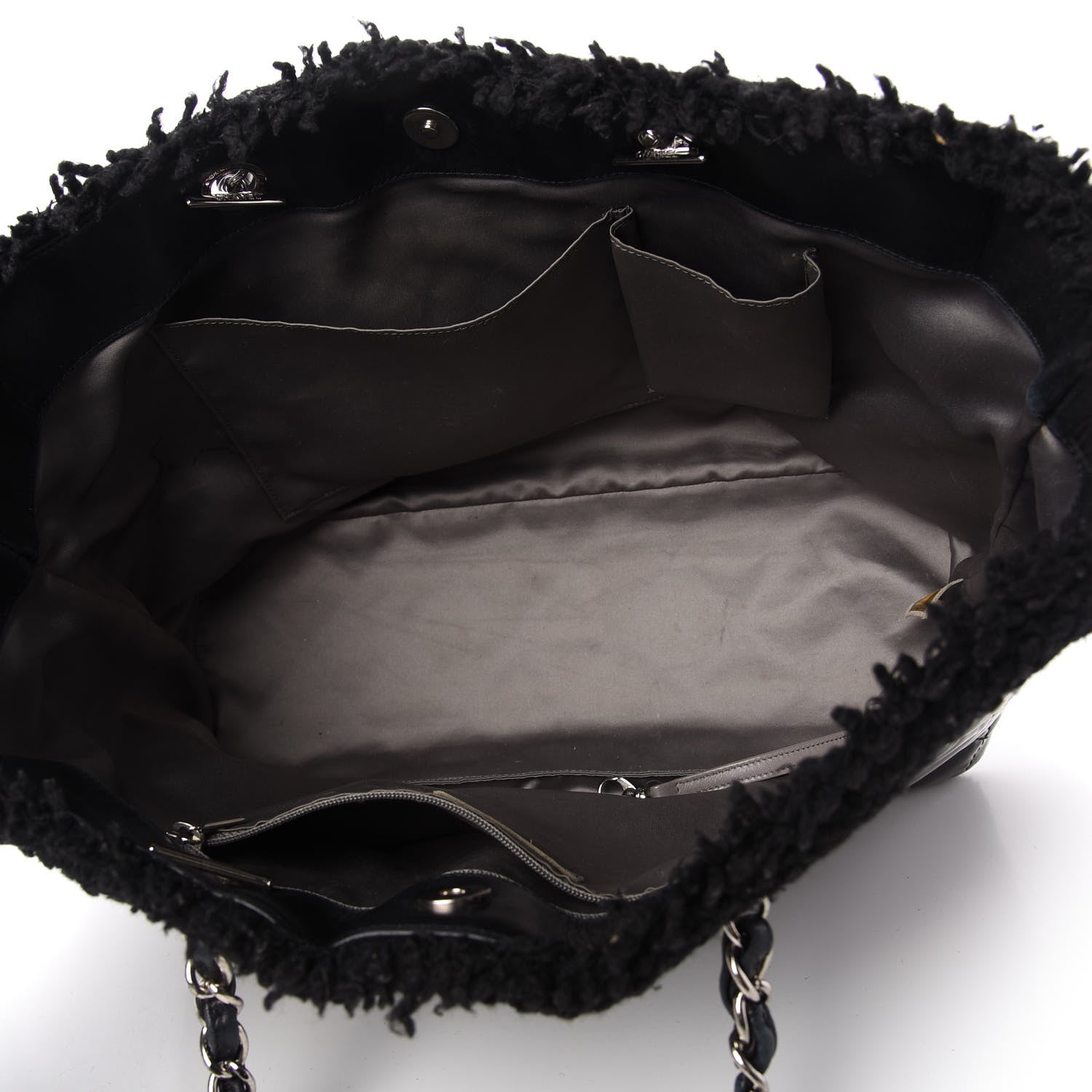 Chanel Vinyl Quilted Funny Tweed Tote Black 5 of 10