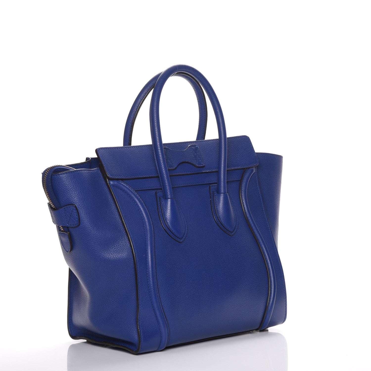 Celine Drummed Calfskin Mini Luggage Indigo 3 of 7