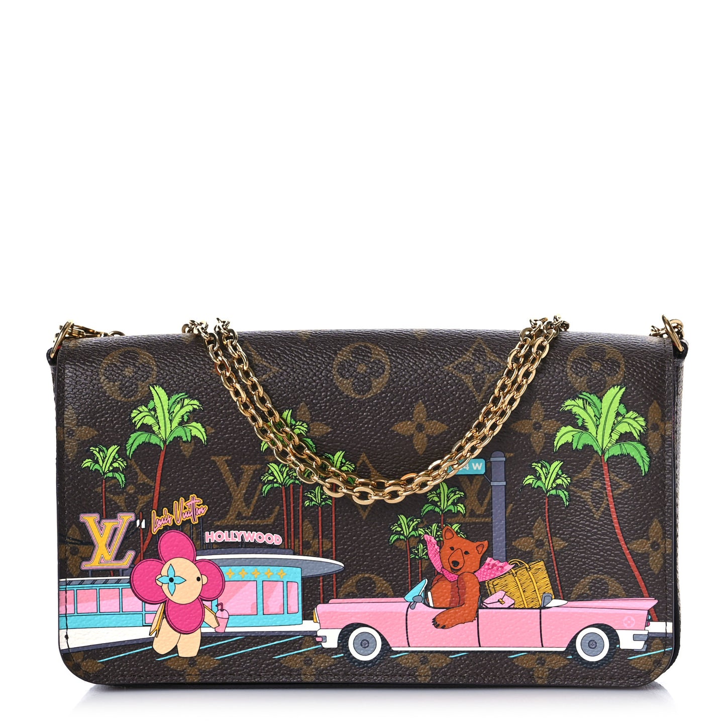 Monogram 2021 Christmas Animation Hollywood Pochette Felicie Chain Wallet Fuchsia