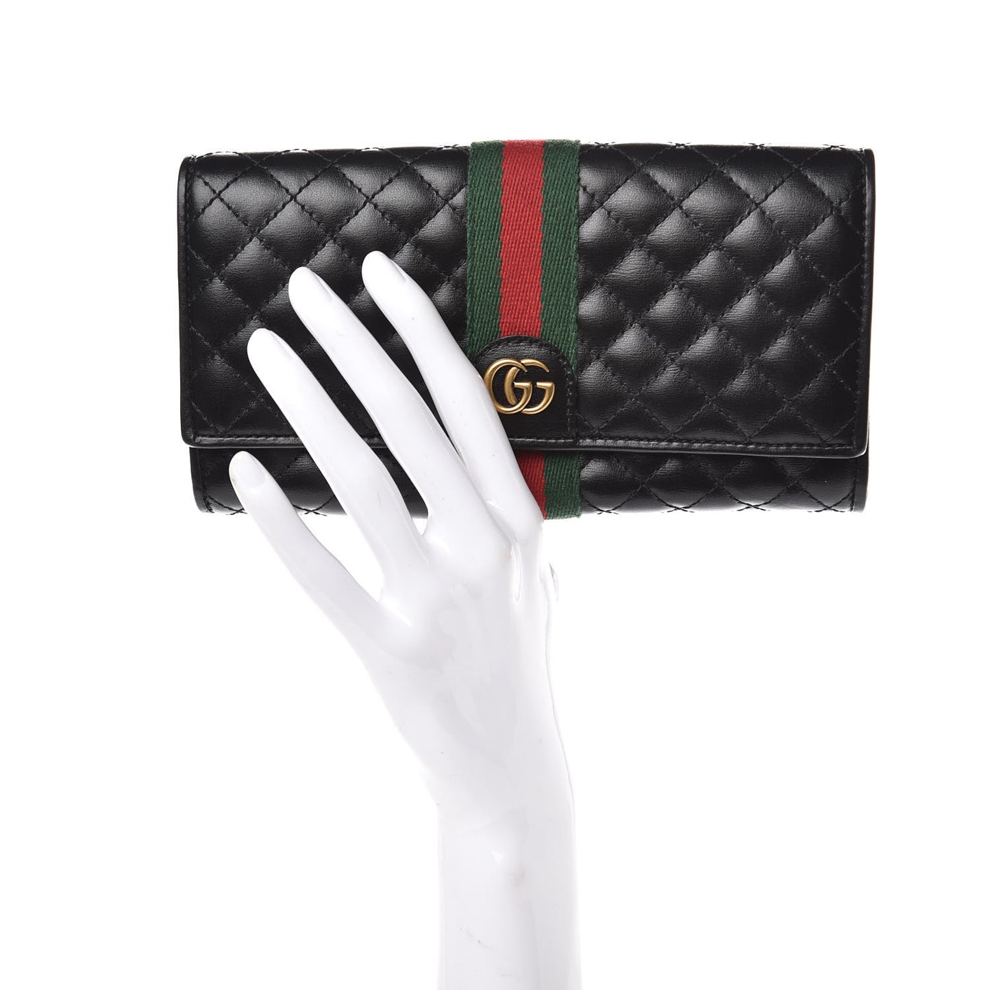 Calfskin Web Trapuntata GG Continental Wallet Black