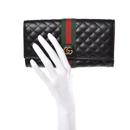 Gucci Calfskin Web Trapuntata GG Continental Wallet Black 2 of 8