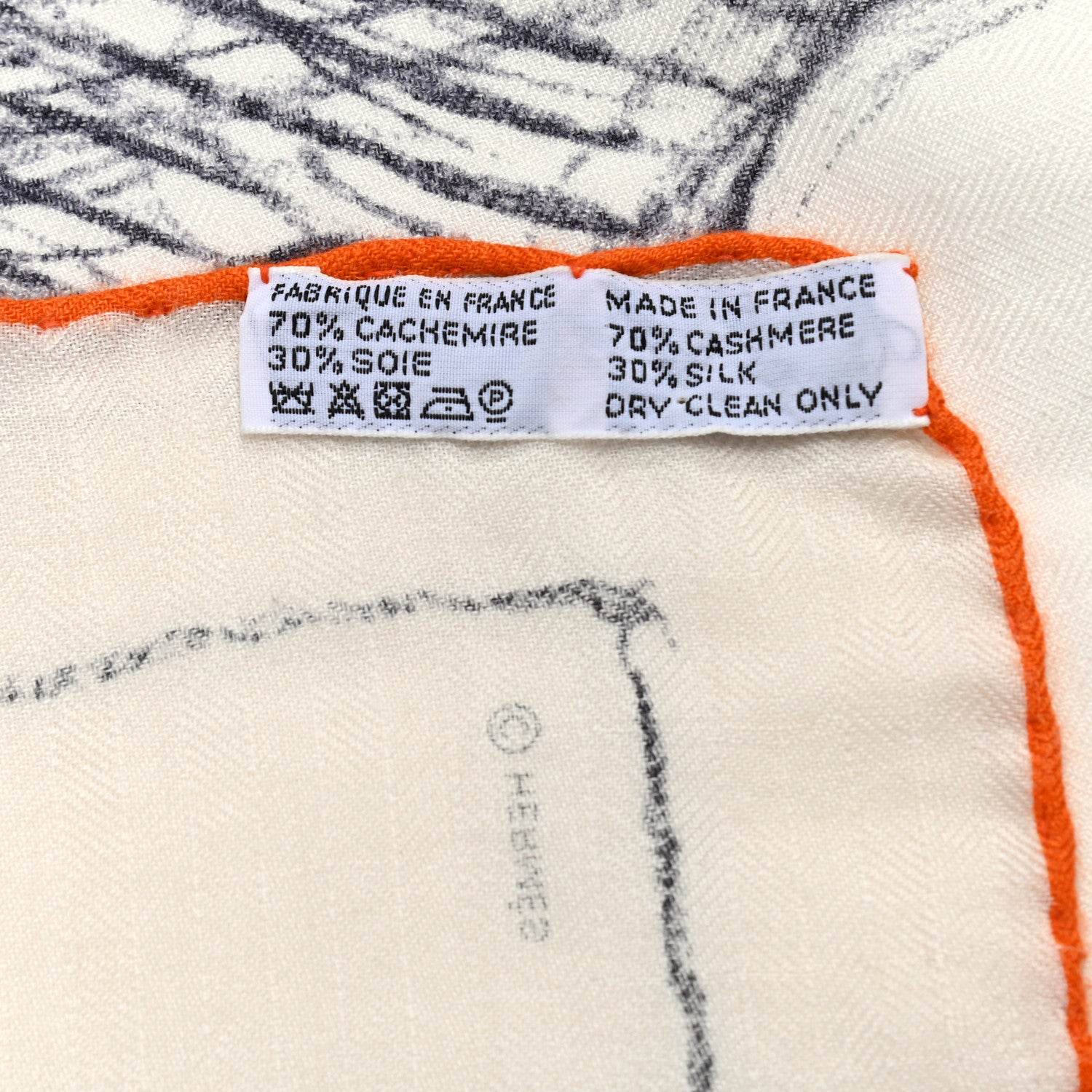 Hermes Cashmere Silk Pirouette au Galop Shawl 140 Blanc Black Gris 5 of 5