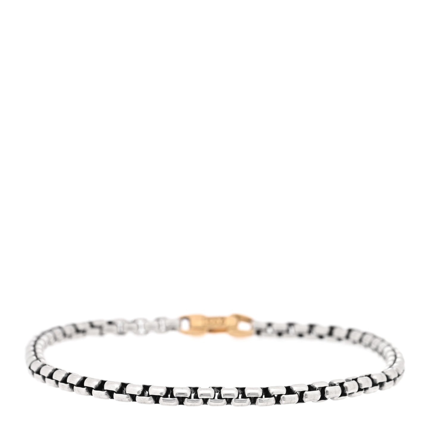 Sterling Silver 14K Yellow Gold 4mm DY Bel Aire Box Chain Bracelet