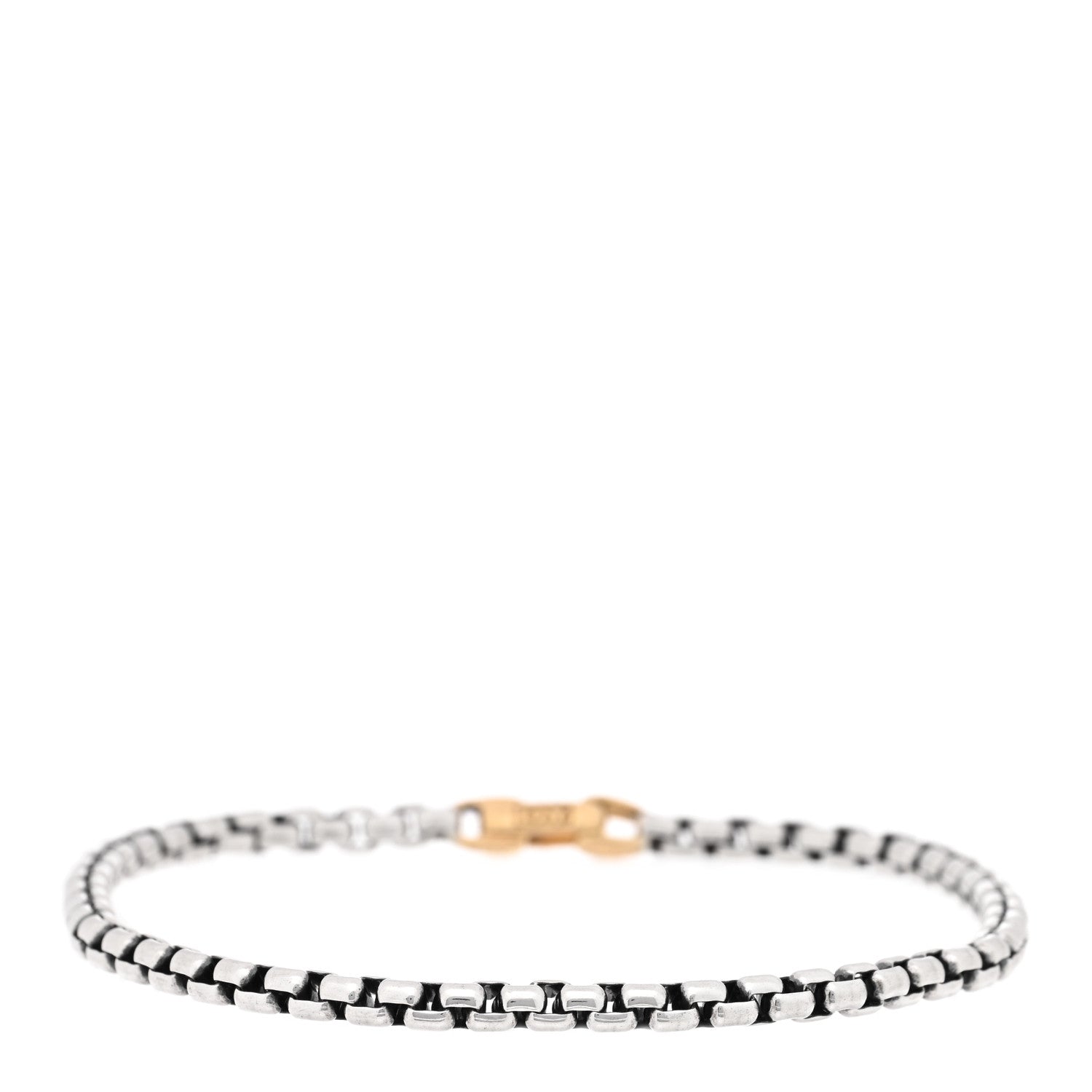 David Yurman Sterling Silver 14K Yellow Gold 4mm DY Bel Aire Box Chain Bracelet 1 of 4