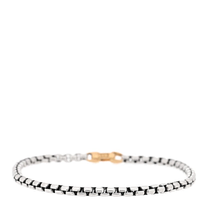 David Yurman Sterling Silver 14K Yellow Gold 4mm DY Bel Aire Box Chain Bracelet 1 of 4