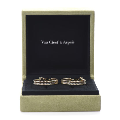 Van Cleef & Arpels 18K Yellow Gold Diamond Perlee Hoop Earrings 6 of 6