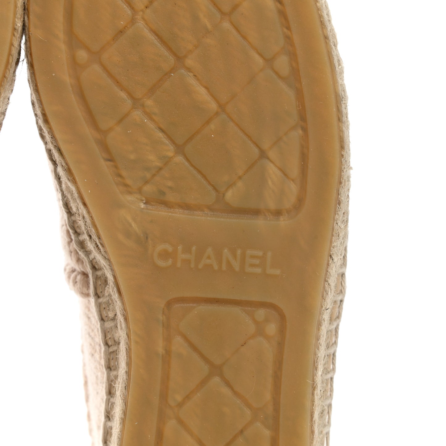 Knitted Wool Lambskin Chain CC Espadrilles 38 Beige Black