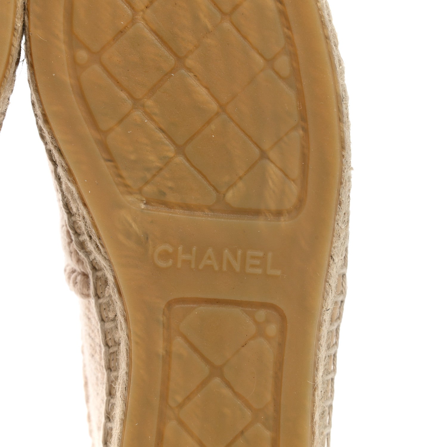 Chanel Knitted Wool Lambskin Chain CC Espadrilles 38 Beige Black 6 of 10