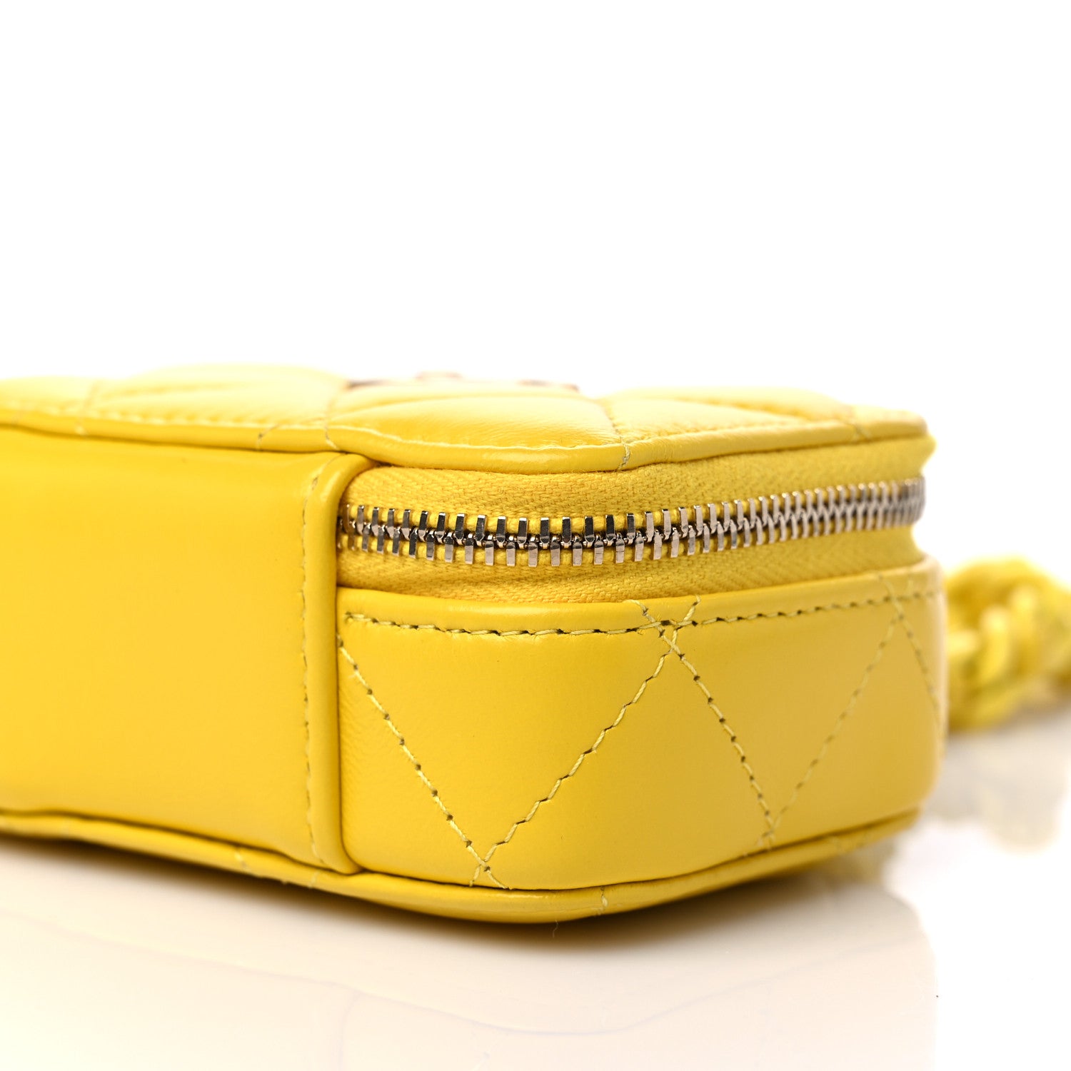 Chanel Lambskin Quilted Mini Lacquered Chain Clutch Yellow 10 of 10