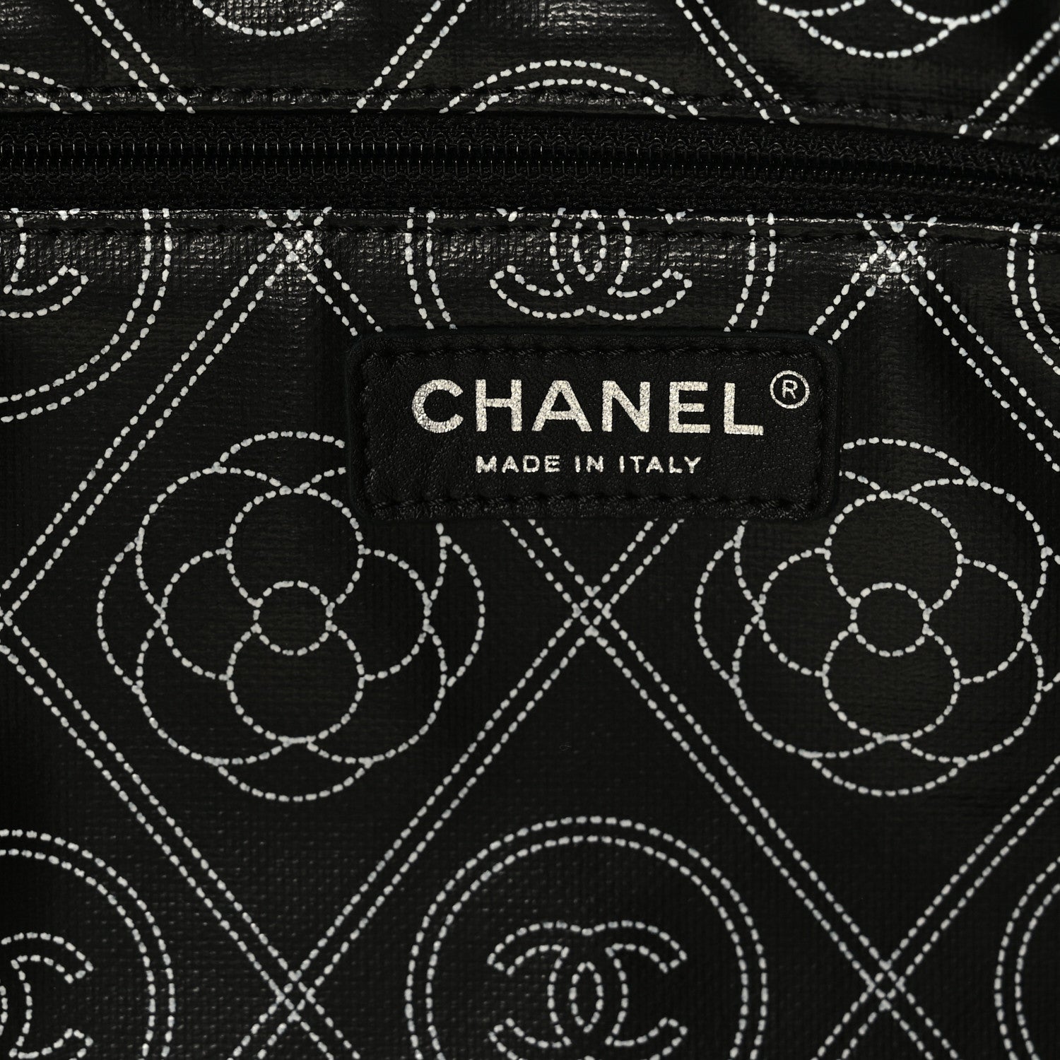 Chanel Coated Canvas Camellia Large Shopping Tote Black Beige 6 of 8