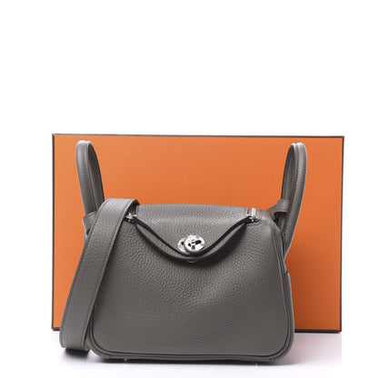 Hermes Taurillon Clemence Mini Lindy 20 Etain 9 of 9