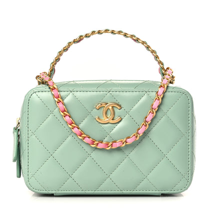 Chanel Lambskin Quilted Top Handle Small Vanity Case Light Green 1 of 9