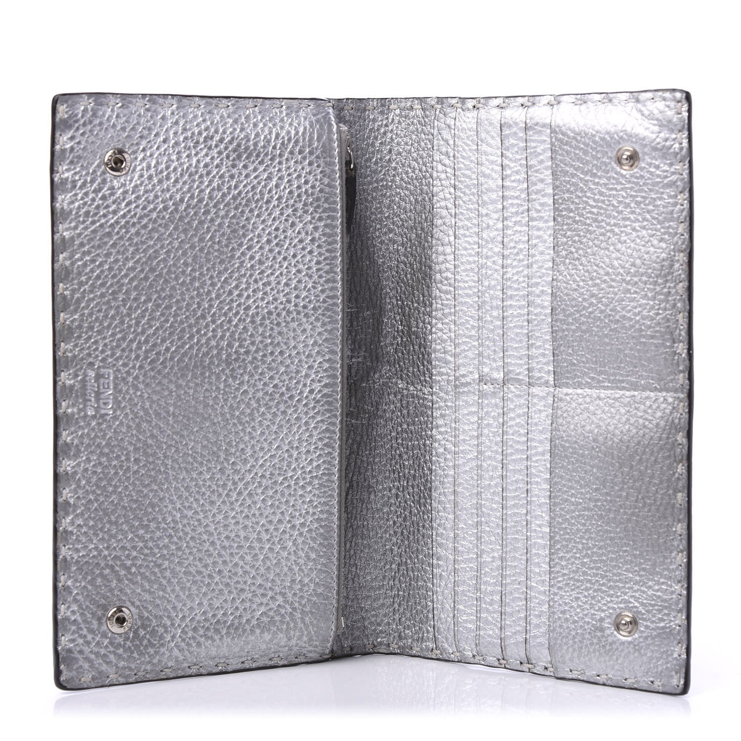 Fendi Cuoio Romano Lux Selleria Flat Clutch Argento 5 of 11