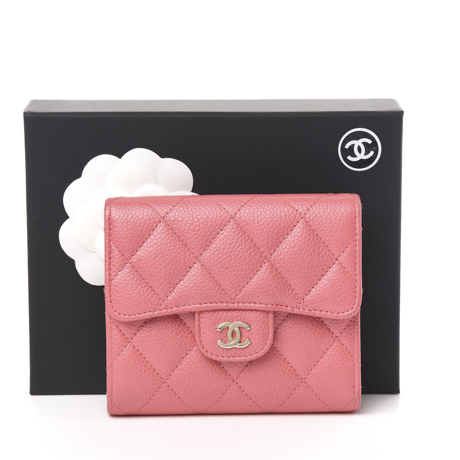Chanel Caviar Quilted Compact Flap Wallet Pink 9 of 9