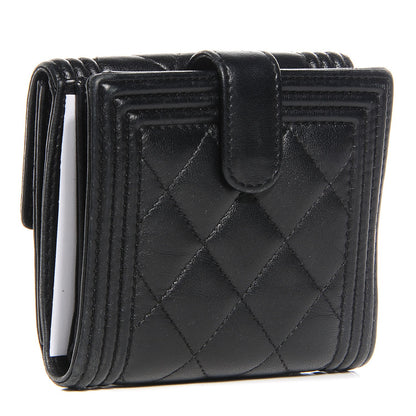 Chanel Lambskin Quilted Compact Boy Wallet Black 3 of 9