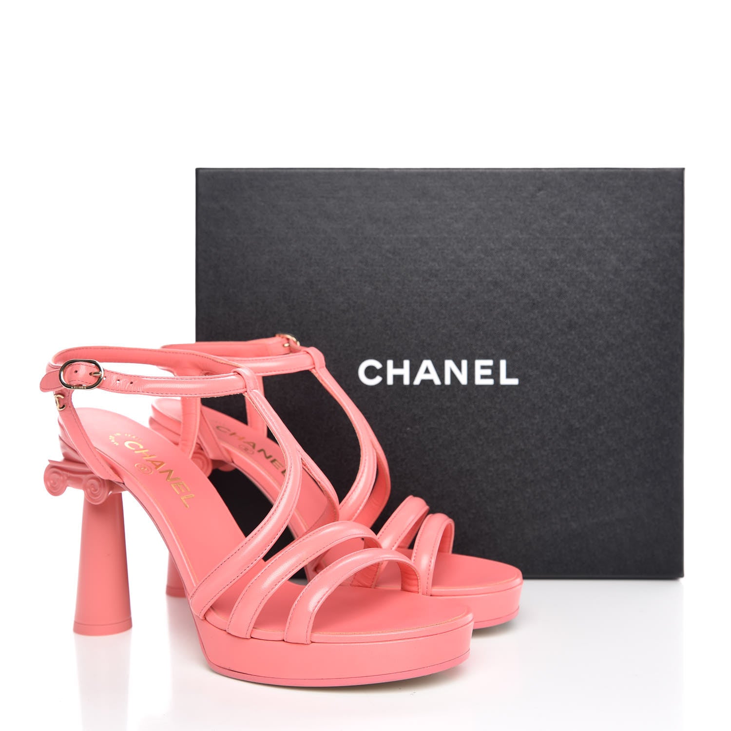 Chanel Goatskin Parthenon Platform Sandals 40 Pink 9 of 9
